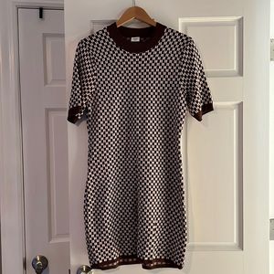 Abercrombie & Fitch Brown and White Checkered Mini Dress